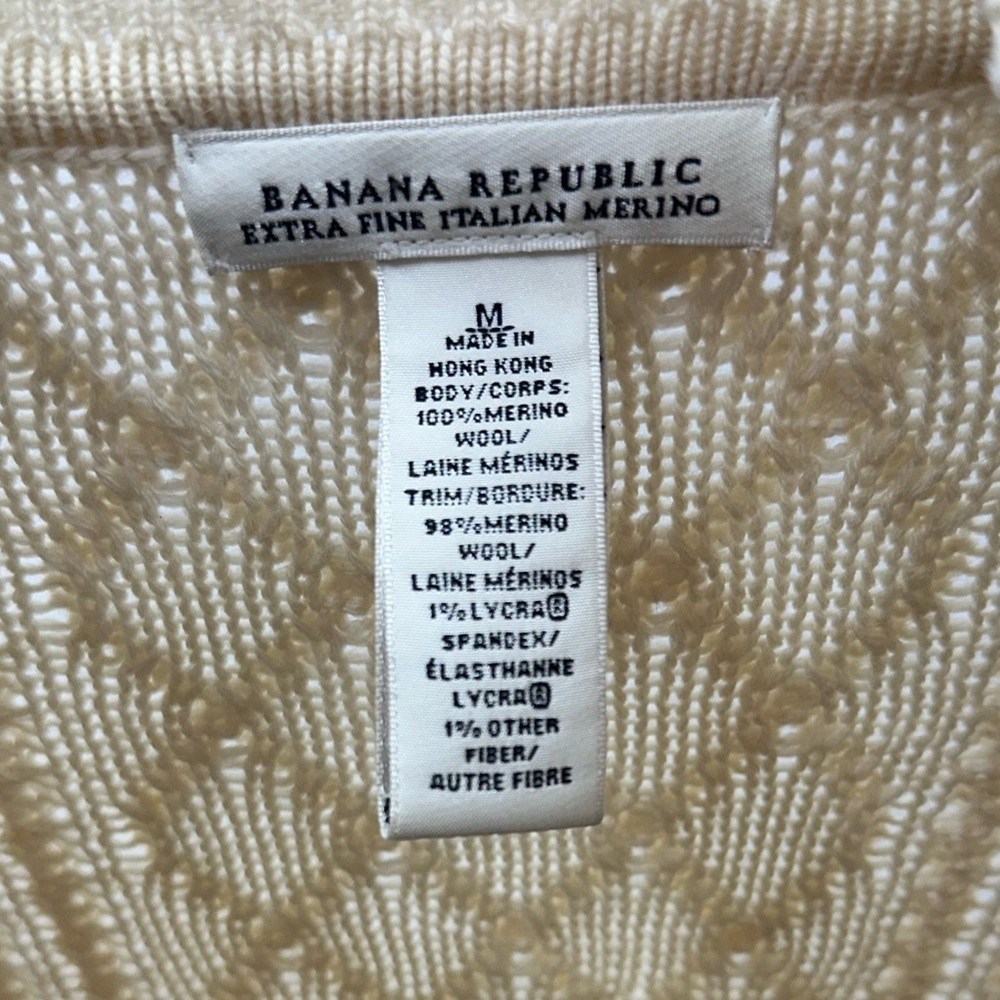 Banana Republic Extra Fine Italian Merino wool cream longline button down cardig - Picture 4 of 8